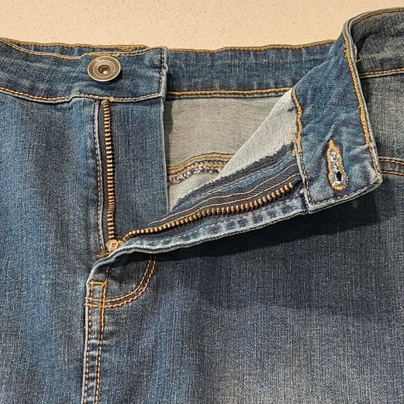 Suko Jeans Blue Denim Stripe Fringe Hem Skirt Women's Size 8 - Picture 13 of 15